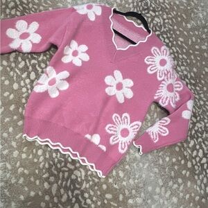 Pink Floral Women's Sweater